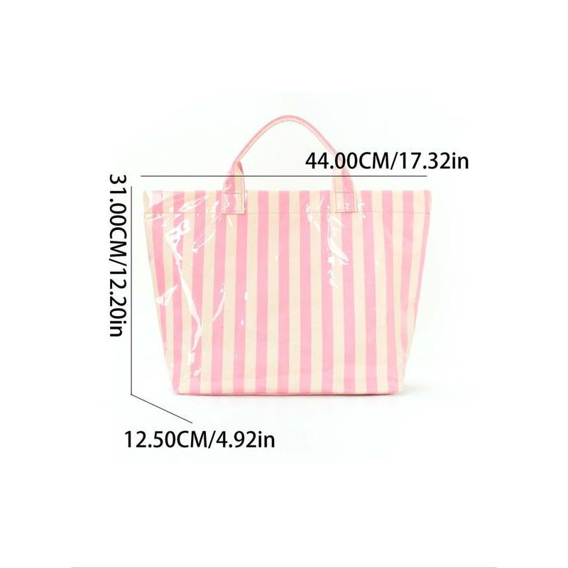 Striped Large-Capacity Tote Bag