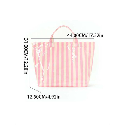 Striped Large-Capacity Tote Bag