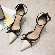 Shoes rivet bowknot high heels stiletto strap sandals
