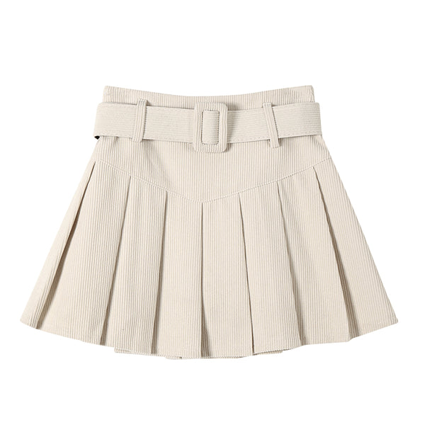 High-Waisted A-Line Corduroy Anti-Exposure Pleated Skirt