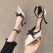 Shoes rivet bowknot high heels stiletto strap sandals