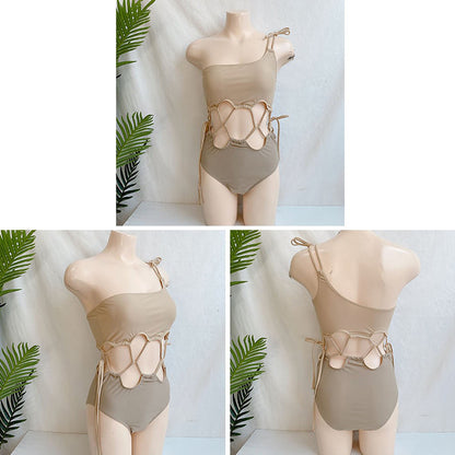 Swimwear Hollow Out Off-Shoulder Strappy One-Piece Swimsuit
