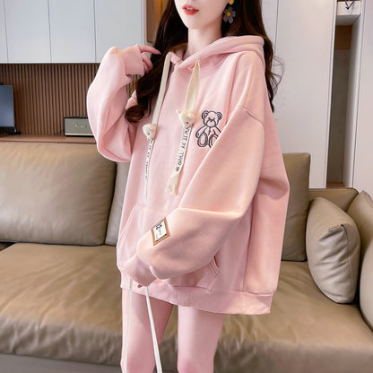 Winter Fleece Hooded Embroidered Sweatshirt