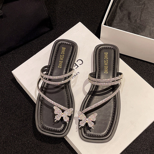 Slippers sandals butterfly slip-on two-wear sandals