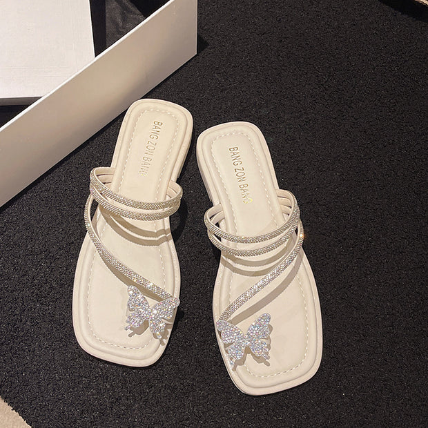 Slippers sandals butterfly slip-on two-wear sandals