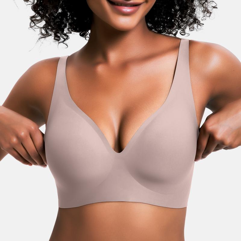 Jelly Wireless Womens Comfortable Wireless Bras Push Up Bralettes Seamless Tshirts Bras Deep V Everyday Bras