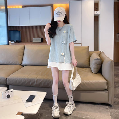 Irregular Flower Short-Sleeved T-Shirt