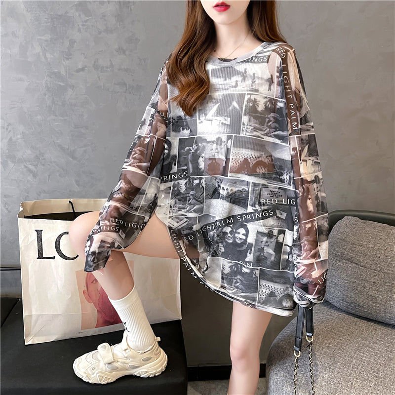 Loose Plus Size Ice Silk Fashion Sunscreen T-shirt