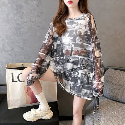 Loose Plus Size Ice Silk Fashion Sunscreen T-shirt