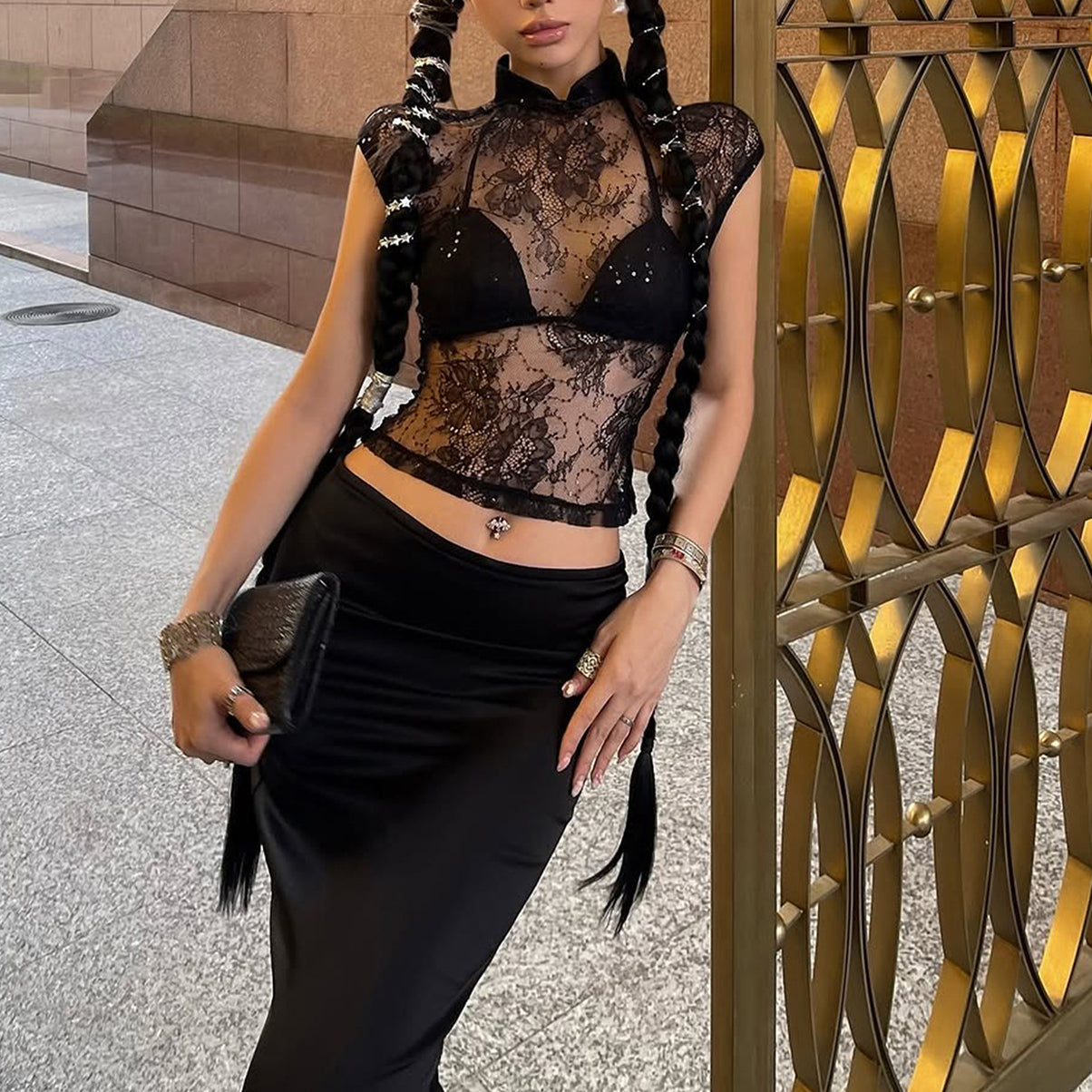 Lace See-Through Sexy And Unique Creative Top