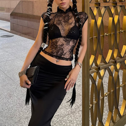 Lace See-Through Sexy And Unique Creative Top