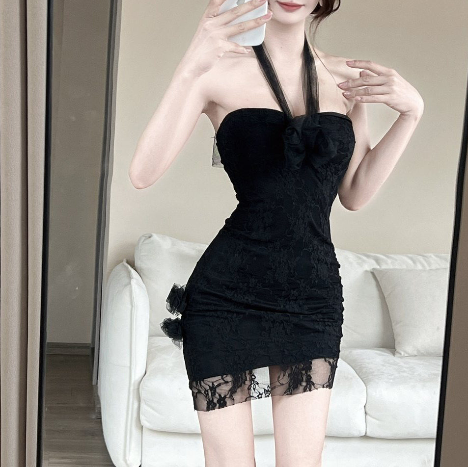 Sweet Mesh And Lace Strapless Dress