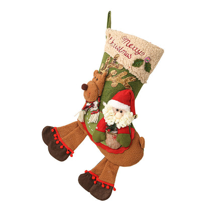 Santa Claus and Reindeer Gift Bag Christmas Tree Hanging Ornament