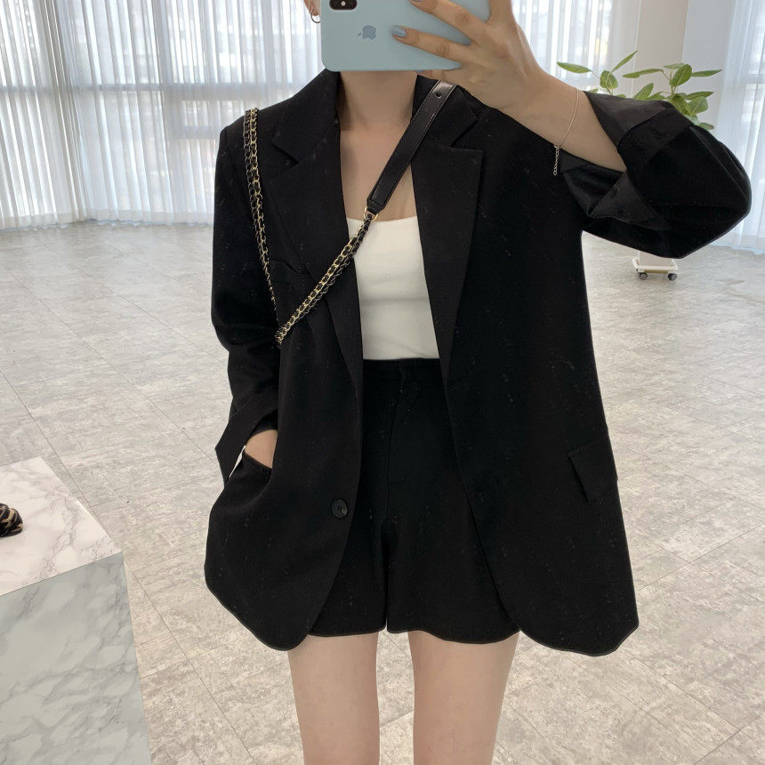 Chic French-Style Elegant Loose-Fitting Suit Jacket And High-Waisted Suit Pants Set