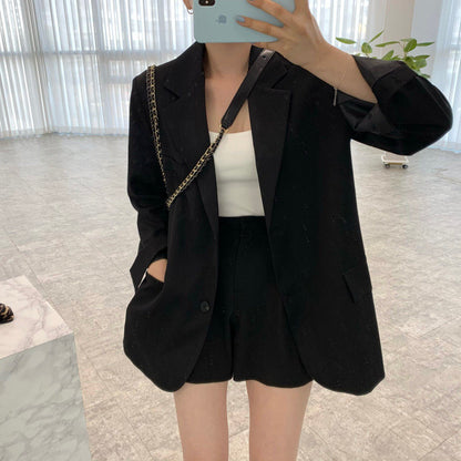Chic French-Style Elegant Loose-Fitting Suit Jacket And High-Waisted Suit Pants Set
