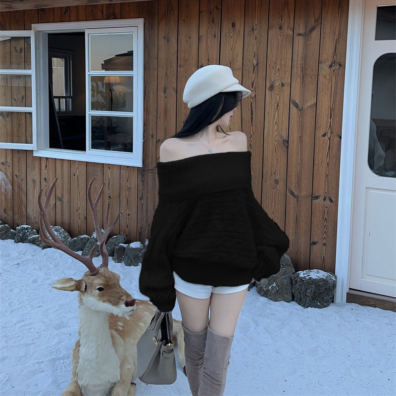 Sweet Plush Off-the-Shoulder Knit Sweater