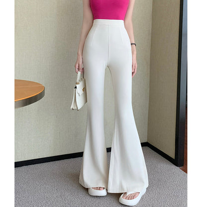Ice-Silk Casual Slight-Flare Trousers