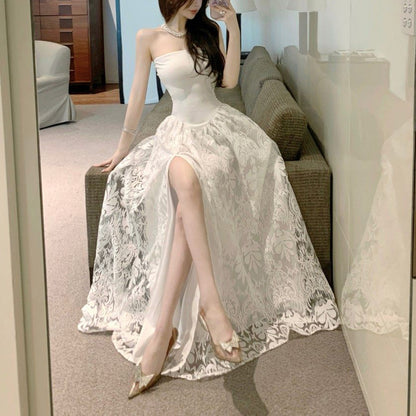 Sweet And Sexy Jacquard High-Waisted Loose-Fitting Flared Dress For Birthday Parties