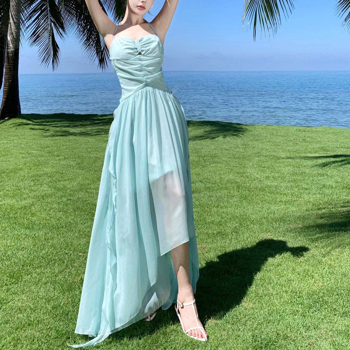 Halter-Neck Bow Backless Holiday Dress