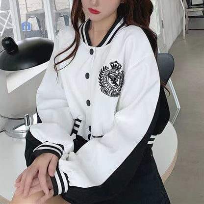 Gray Retro Colorblock Short Jacket