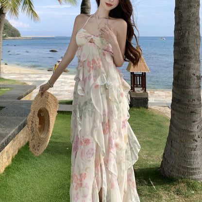 French Retro Floral Print Sundress