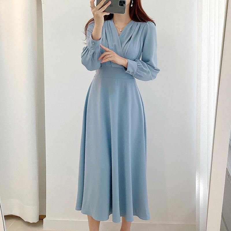 Chic V-Neck Crossover Puff Sleeve Dress