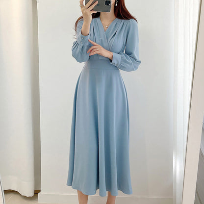 Chic V-Neck Crossover Puff Sleeve Dress