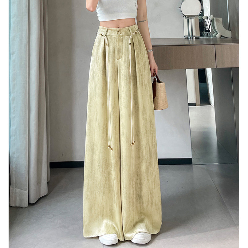 Acetate Satin Ice Silk Tie-Dye Wide-Leg Suit Pants
