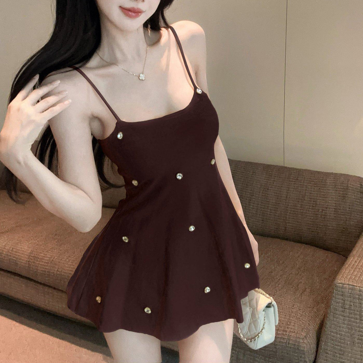 Green Fitted Sleeveless U-Neck Knit Top