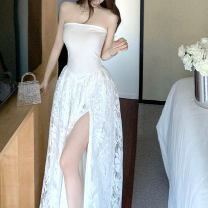 Sweet And Sexy Jacquard High-Waisted Loose-Fitting Flared Dress For Birthday Parties