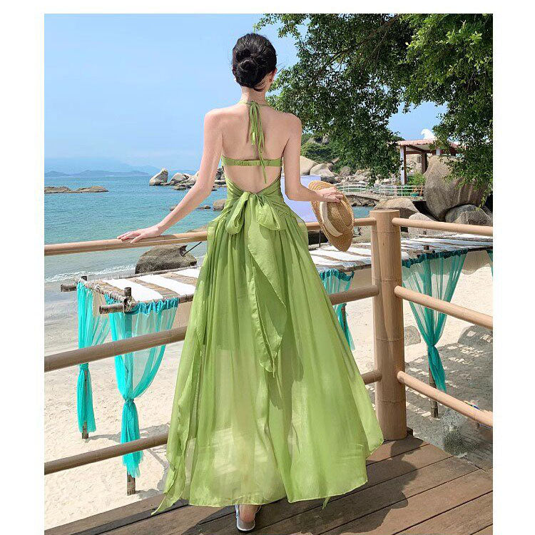 Sexy Backless Halter Top Vacation Dress