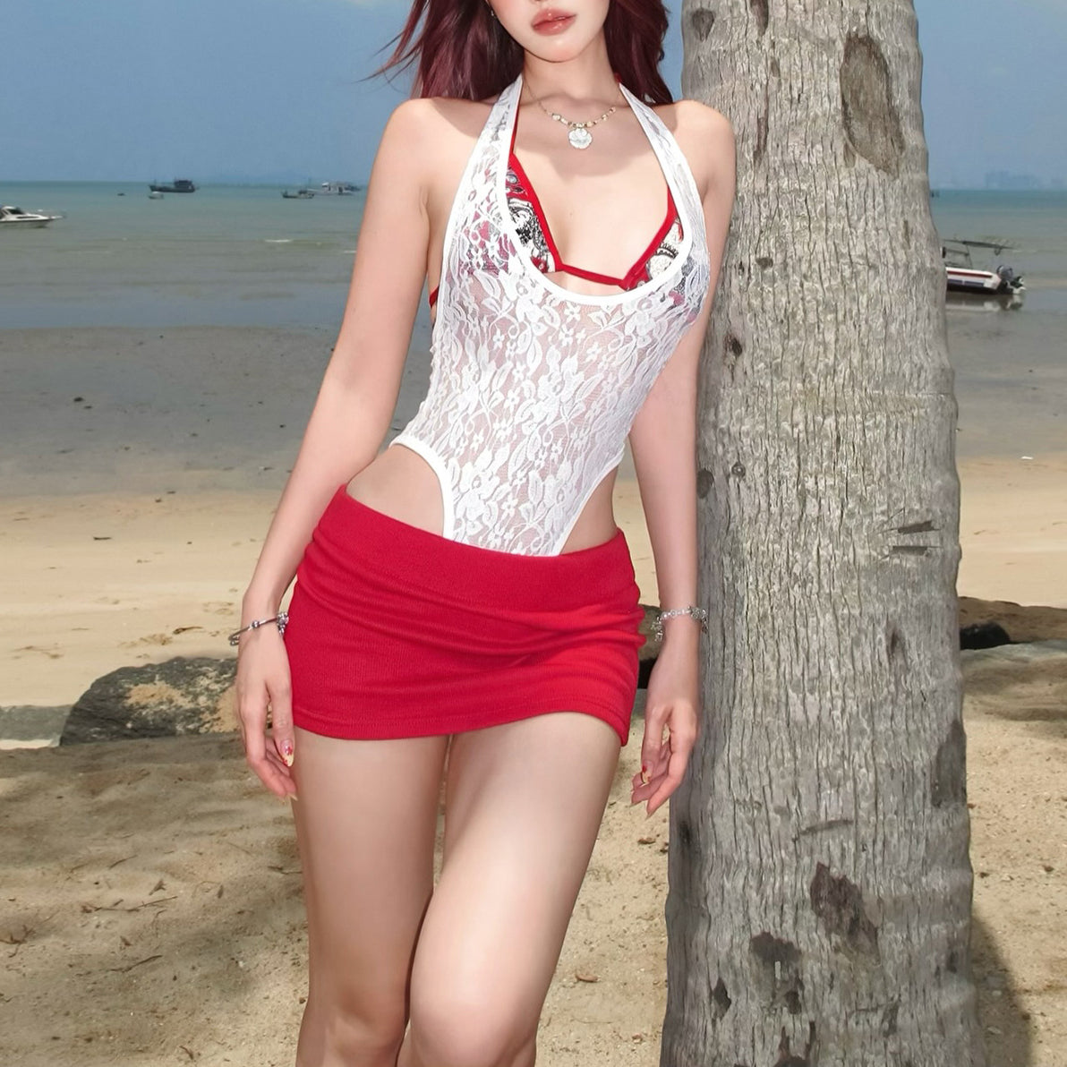 Fashionable And Sexy Lace Asymmetrical Top