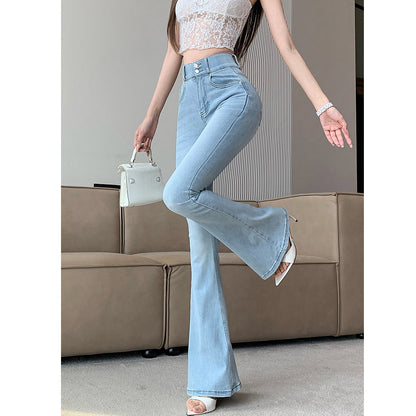 Black Double-Button Bootcut Jeans