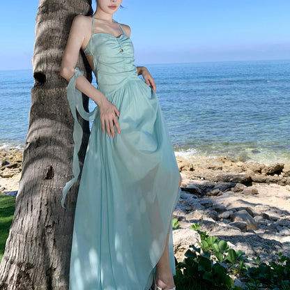 Halter-Neck Bow Backless Holiday Dress