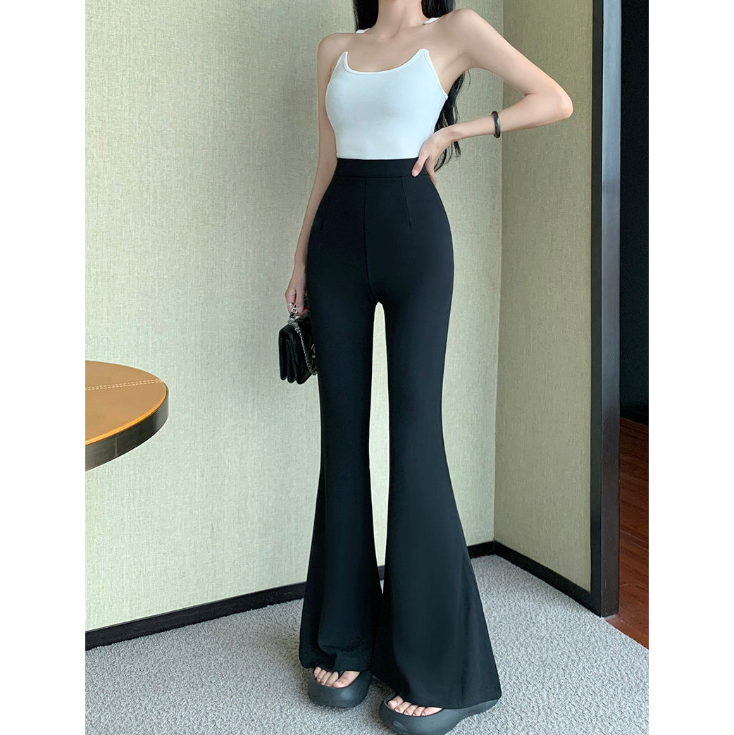 Ice-Silk Casual Slight-Flare Trousers