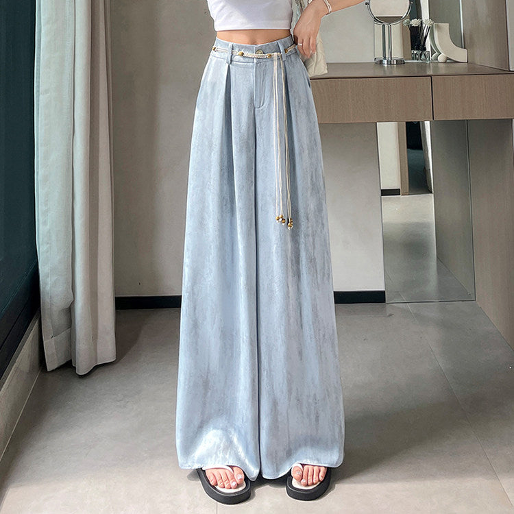 Acetate Satin Ice Silk Tie-Dye Wide-Leg Suit Pants