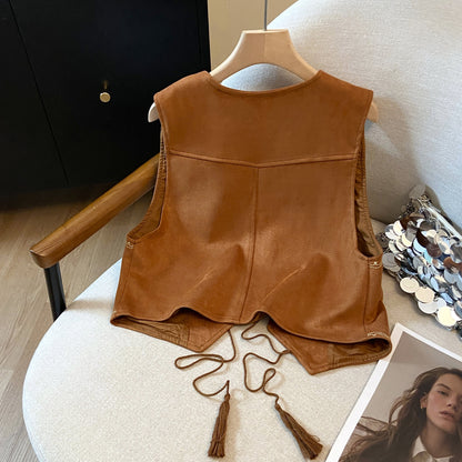 Ethnic Style Lace-Up Vest