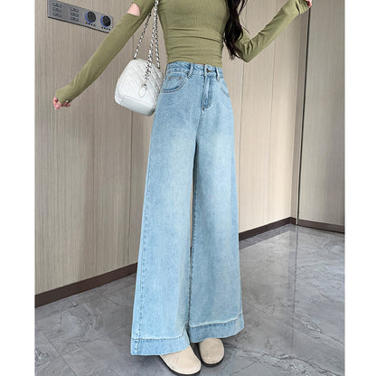 Retro Light Blue Wide-Leg Jeans