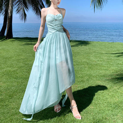 Halter-Neck Bow Backless Holiday Dress