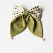 Matcha green plaid big bow hair clip