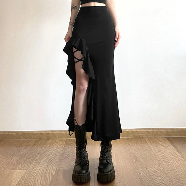 Fashion Street High Waist Slit Skirt