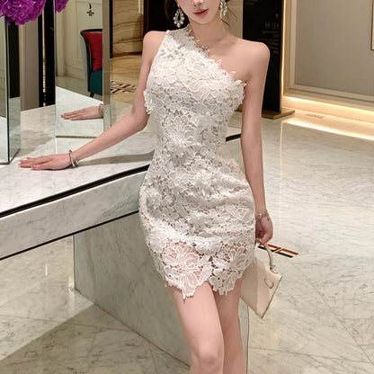 Sexy Off-Shoulder Openwork Crochet Lace Dress