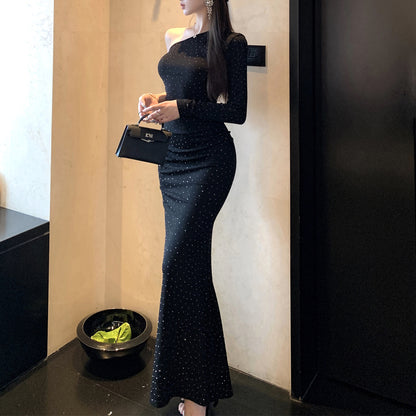 Stylish And Sexy Rhinestone Off-Shoulder Party Dress