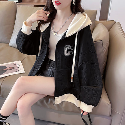 Niche Design Contrast Color Cardigan Jacket