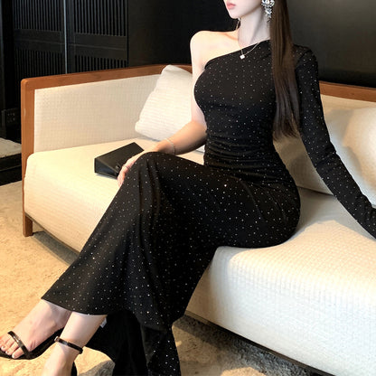 Stylish And Sexy Rhinestone Off-Shoulder Party Dress