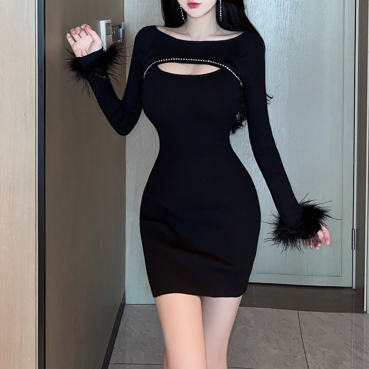 French-Style Sexy Cutout Christmas Dress