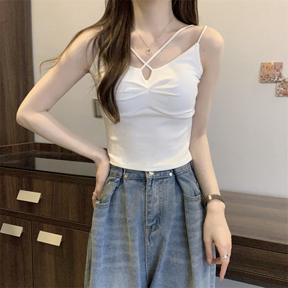 Stylish Short Sleeveless Top With Built-In Bra Pads