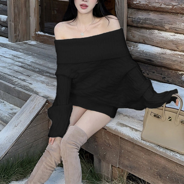 Sweet Plush Off-the-Shoulder Knit Sweater