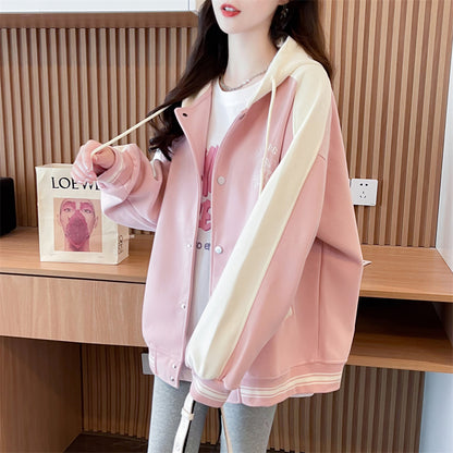 Loose Oversized Colorblock Cardigan Sweatshirt