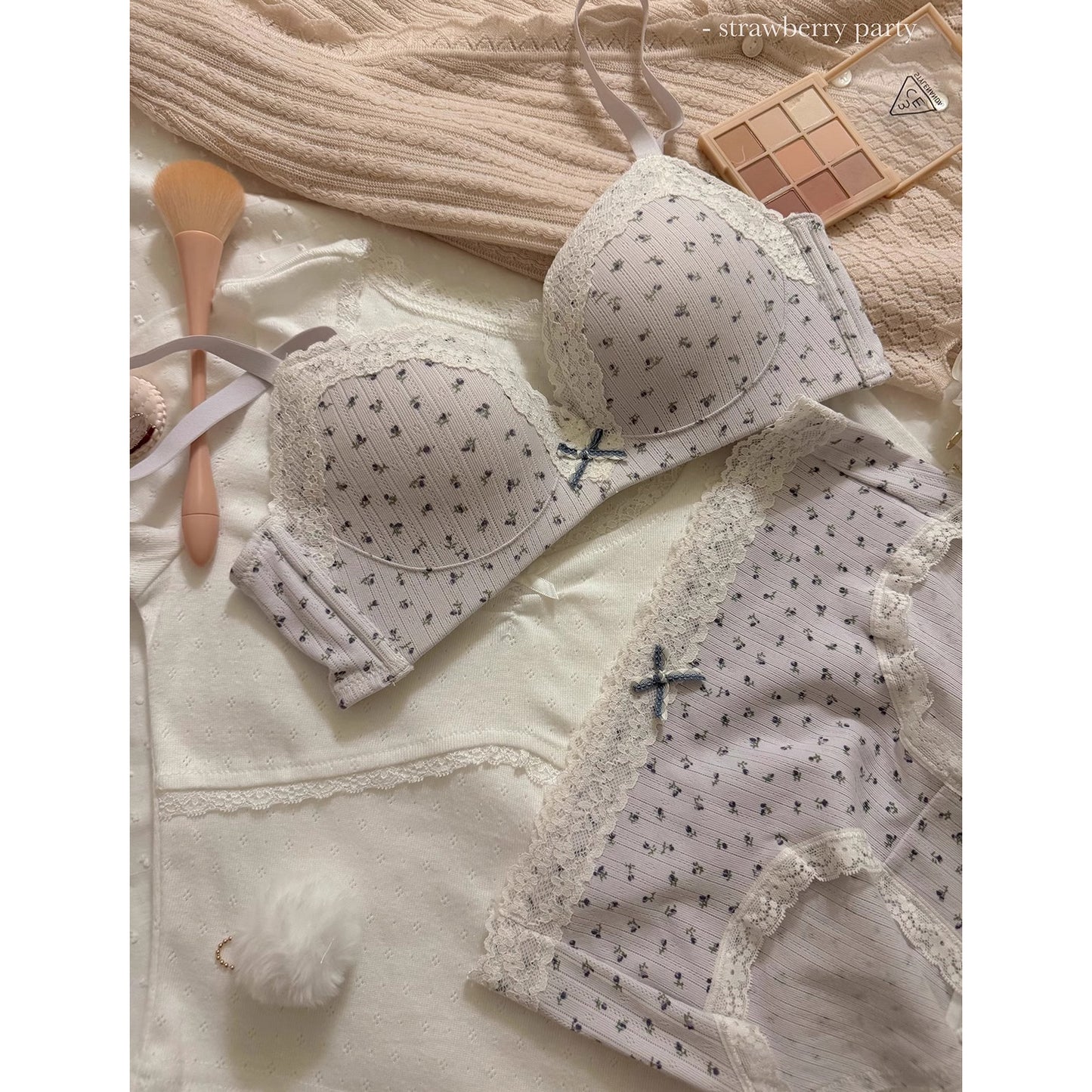 Sweet Floral Print Push-Up Wireless Seamless Bra